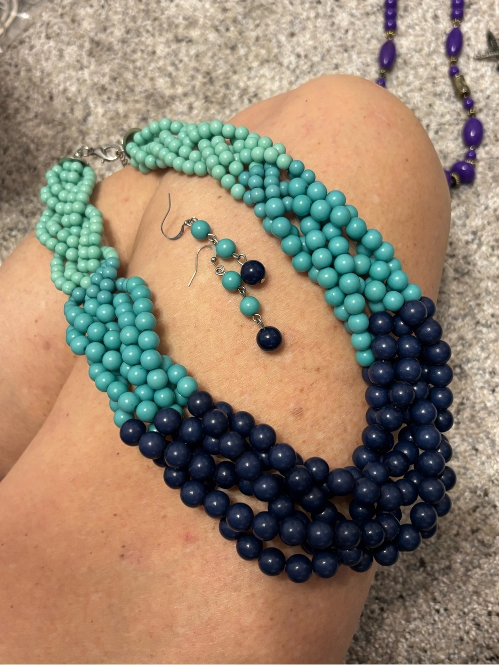 💎 Chunky Beaded Statement Necklace Set